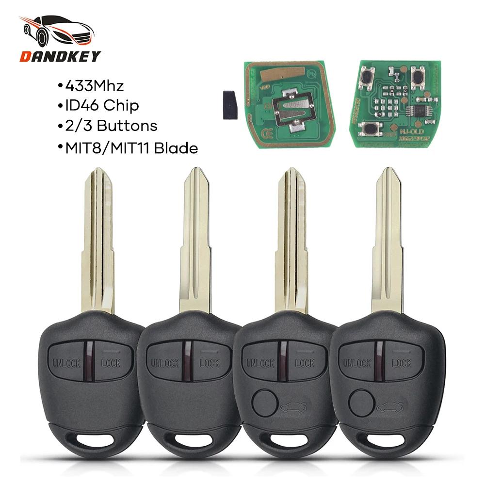 Dandkey 2/3 ư  ڵ Ű ID46 Ĩ 433MHz ̾ L200 Shogun Pajero Triton Ű Fob  ڵ Uncut Key Balde